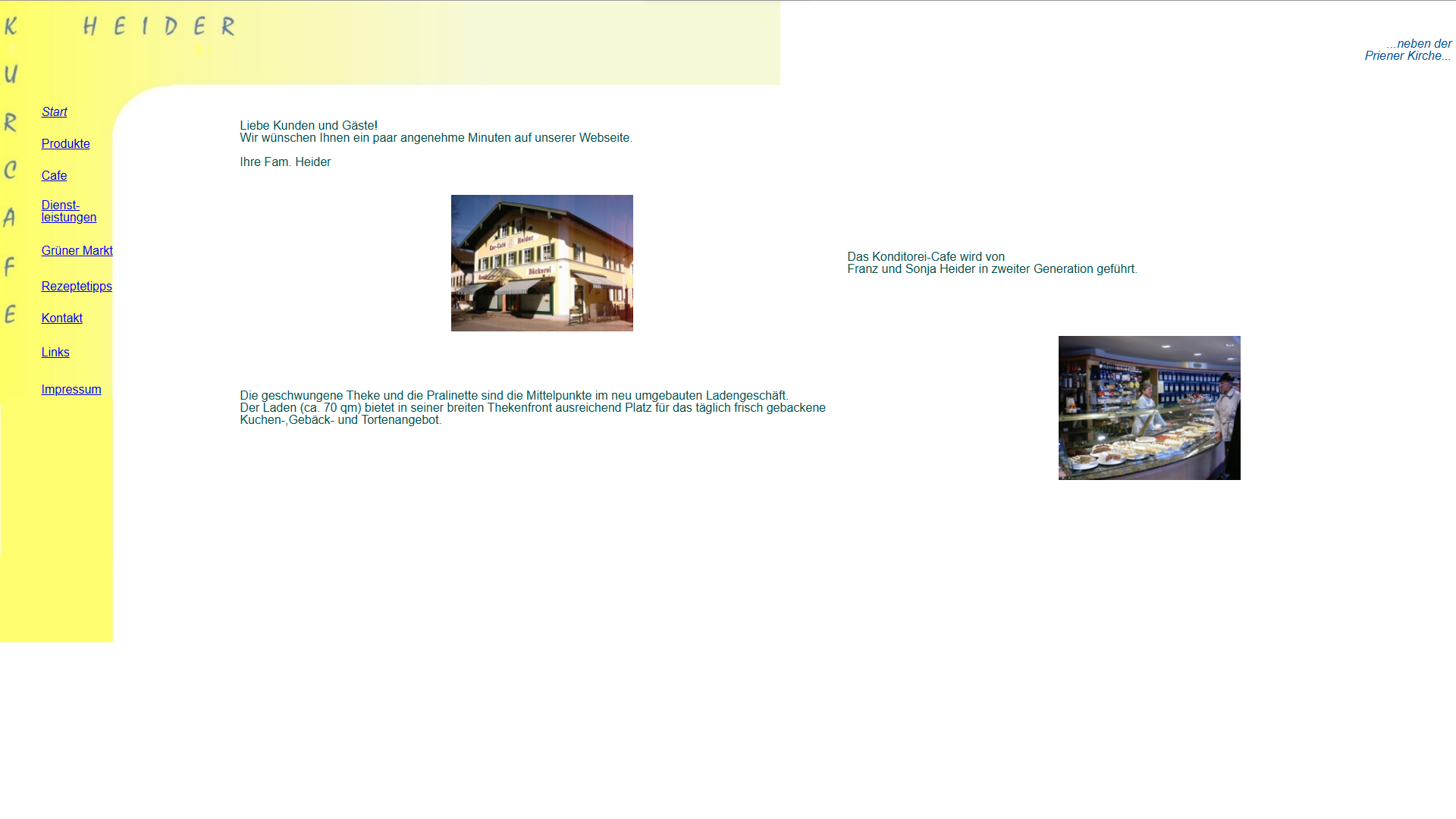 Café Heider – Website vorher